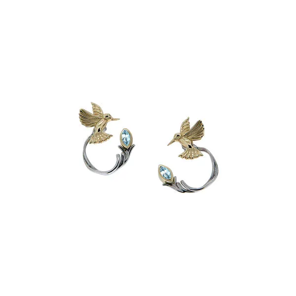 Silver And 10k Gold Hummingbird Stud With Earring Jacket | Keith Jack