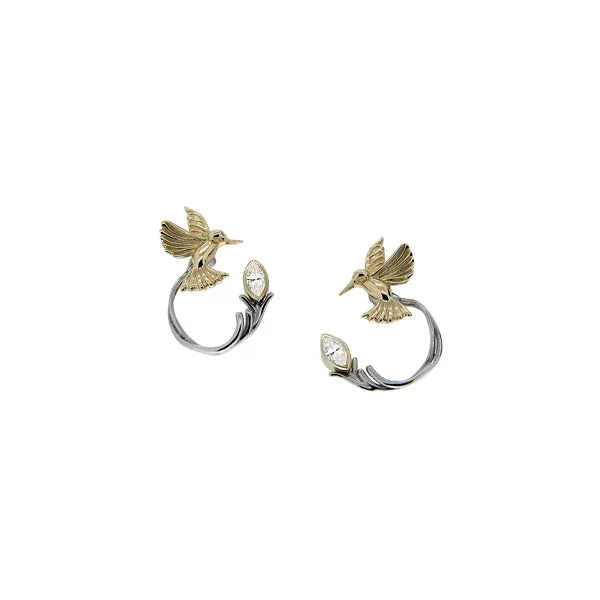 Silver And 10k Gold Hummingbird Stud With Earring Jacket | Keith Jack