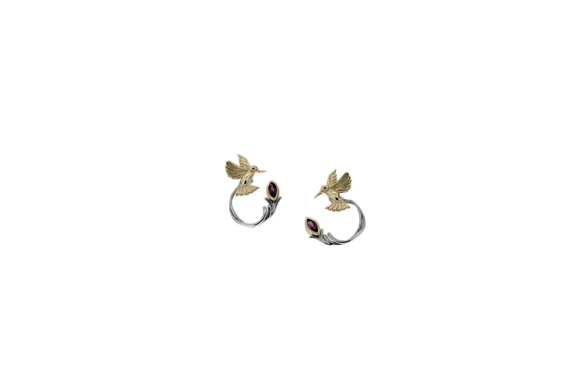 Silver And 10k Gold Hummingbird Stud With Earring Jacket | Keith Jack