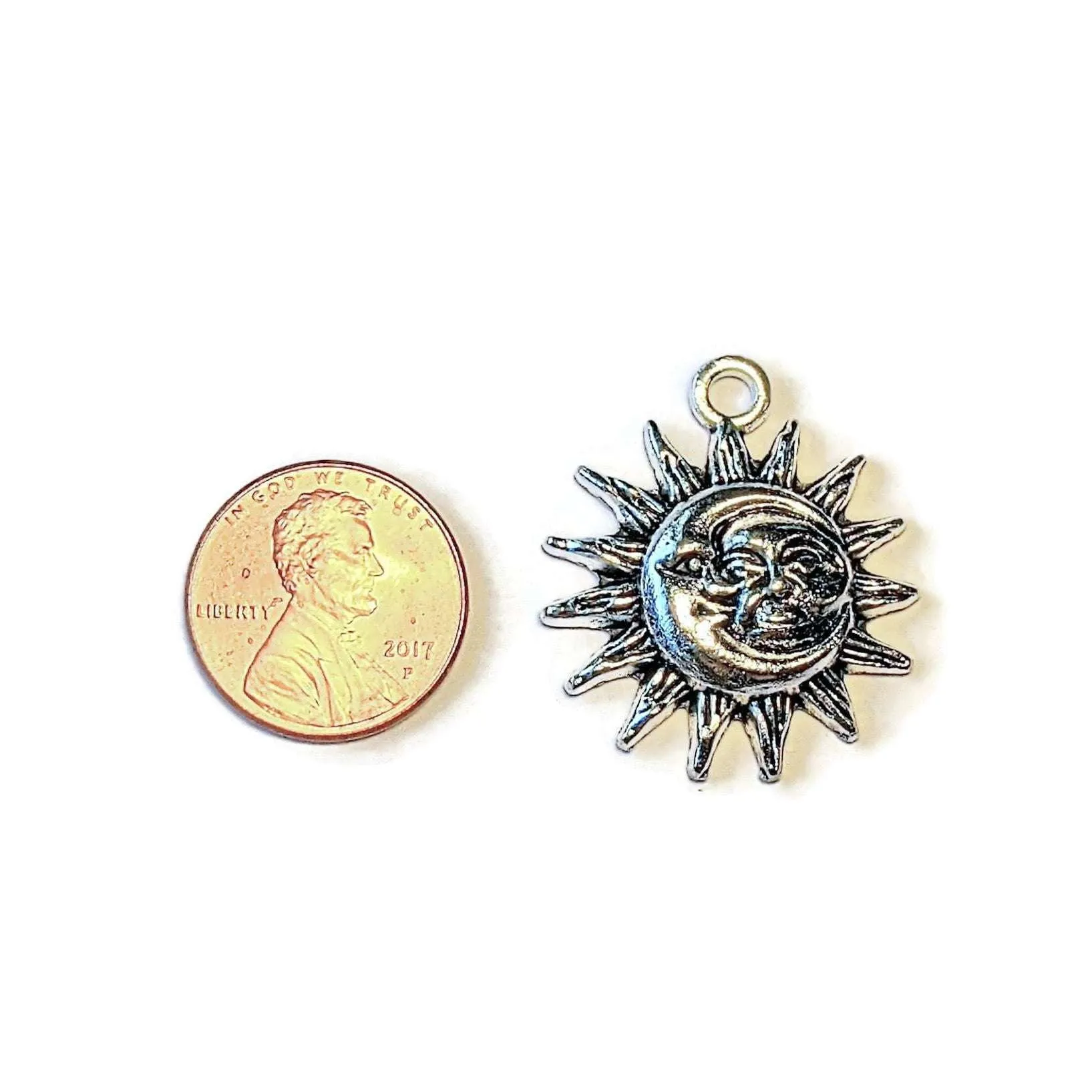 Silver Celestial Sun/Moon Charm