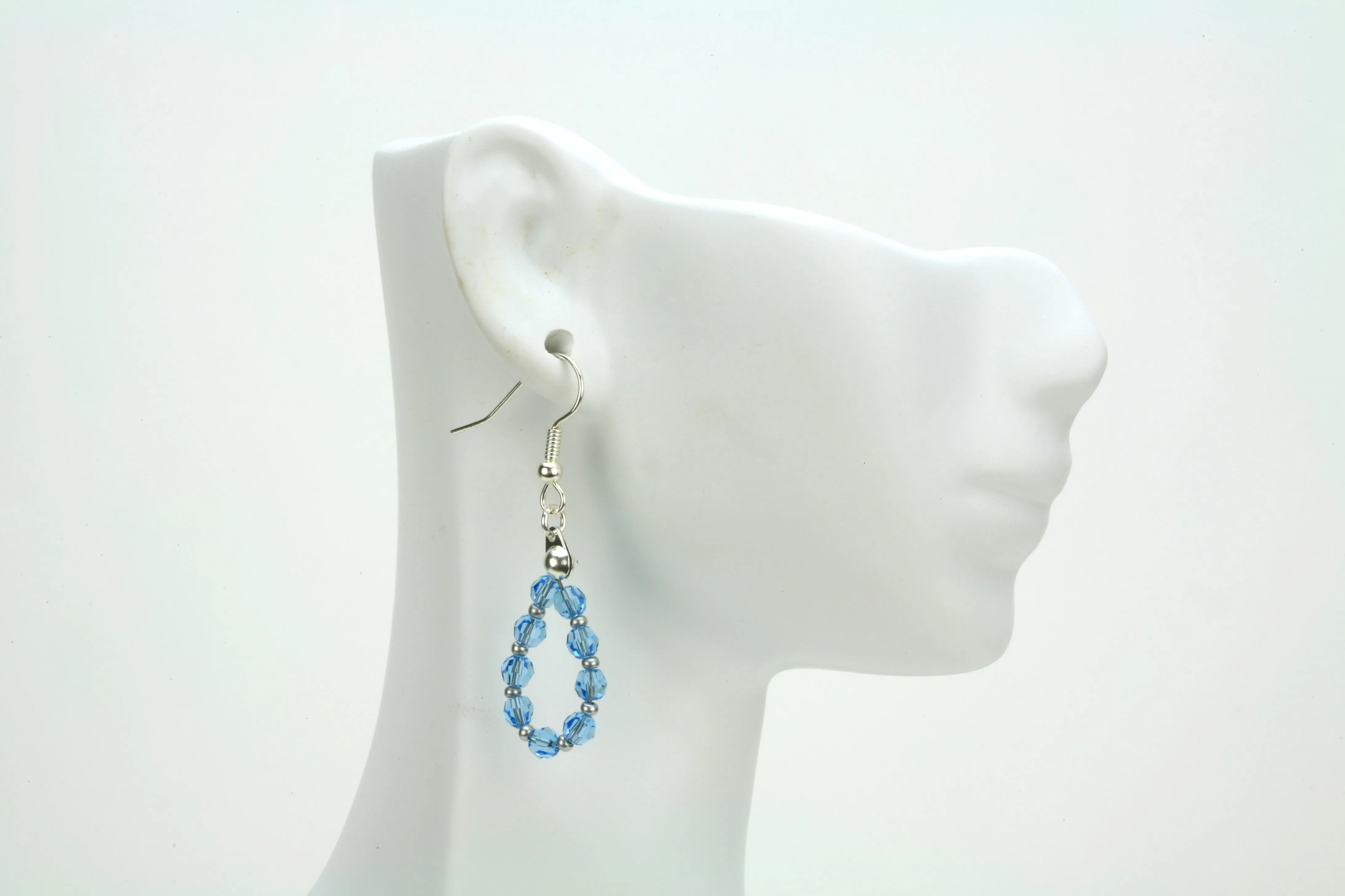 Silver March Aquamarine Birthstone Earrings