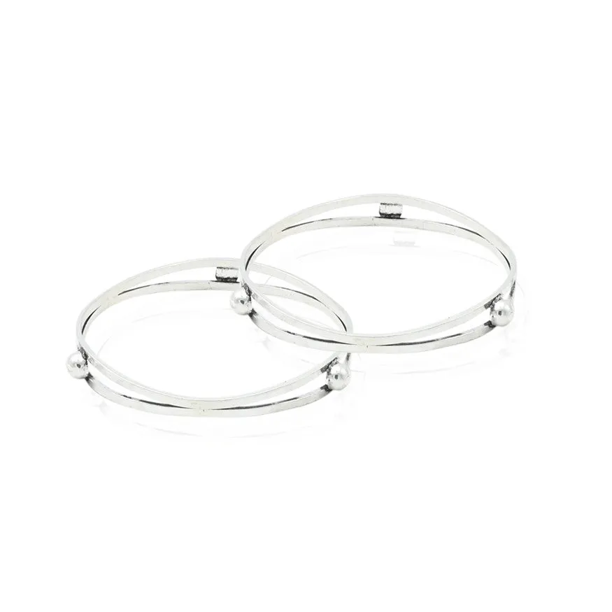 Silver Radical White Gems Bangles