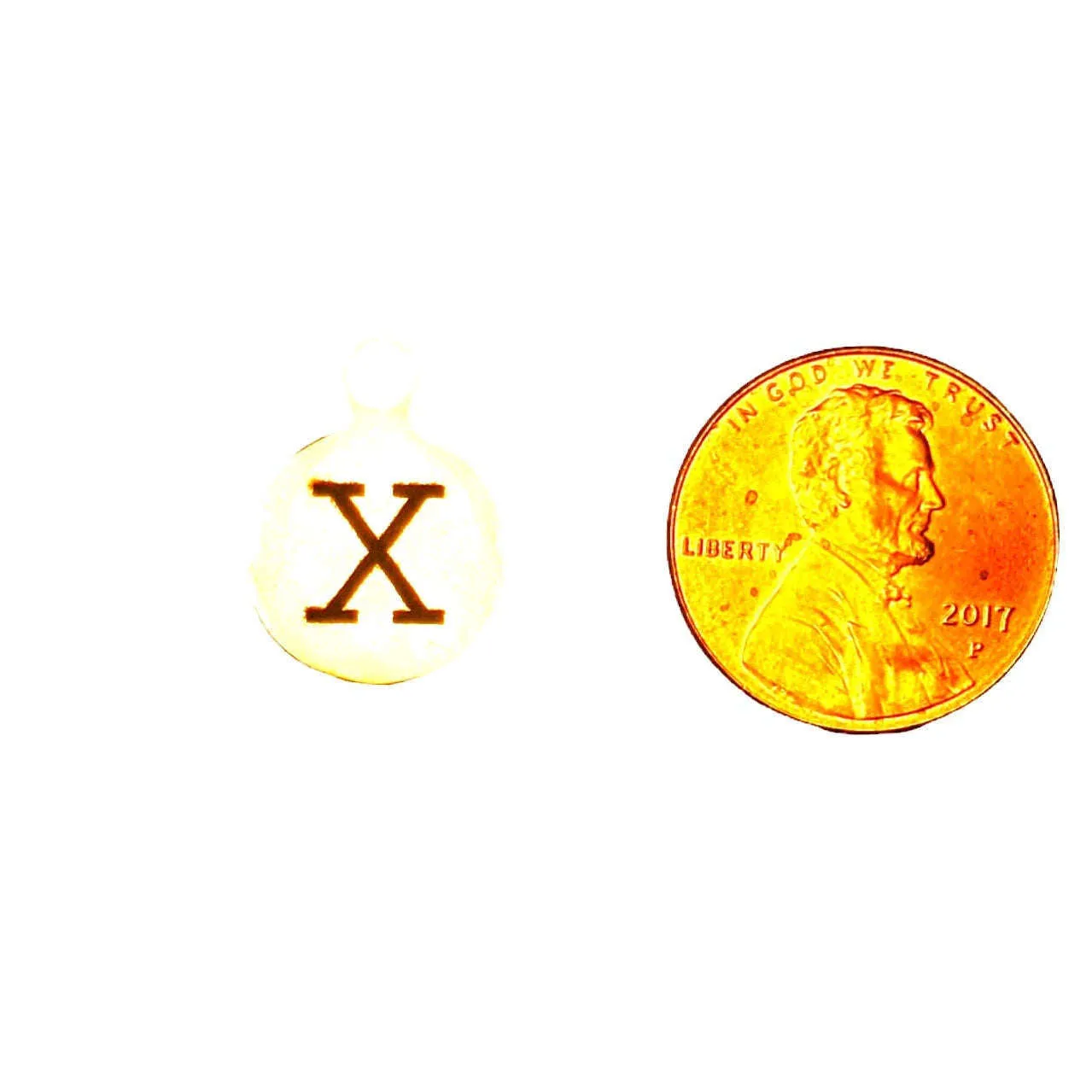 Silver Round Initial Charm - Letter X