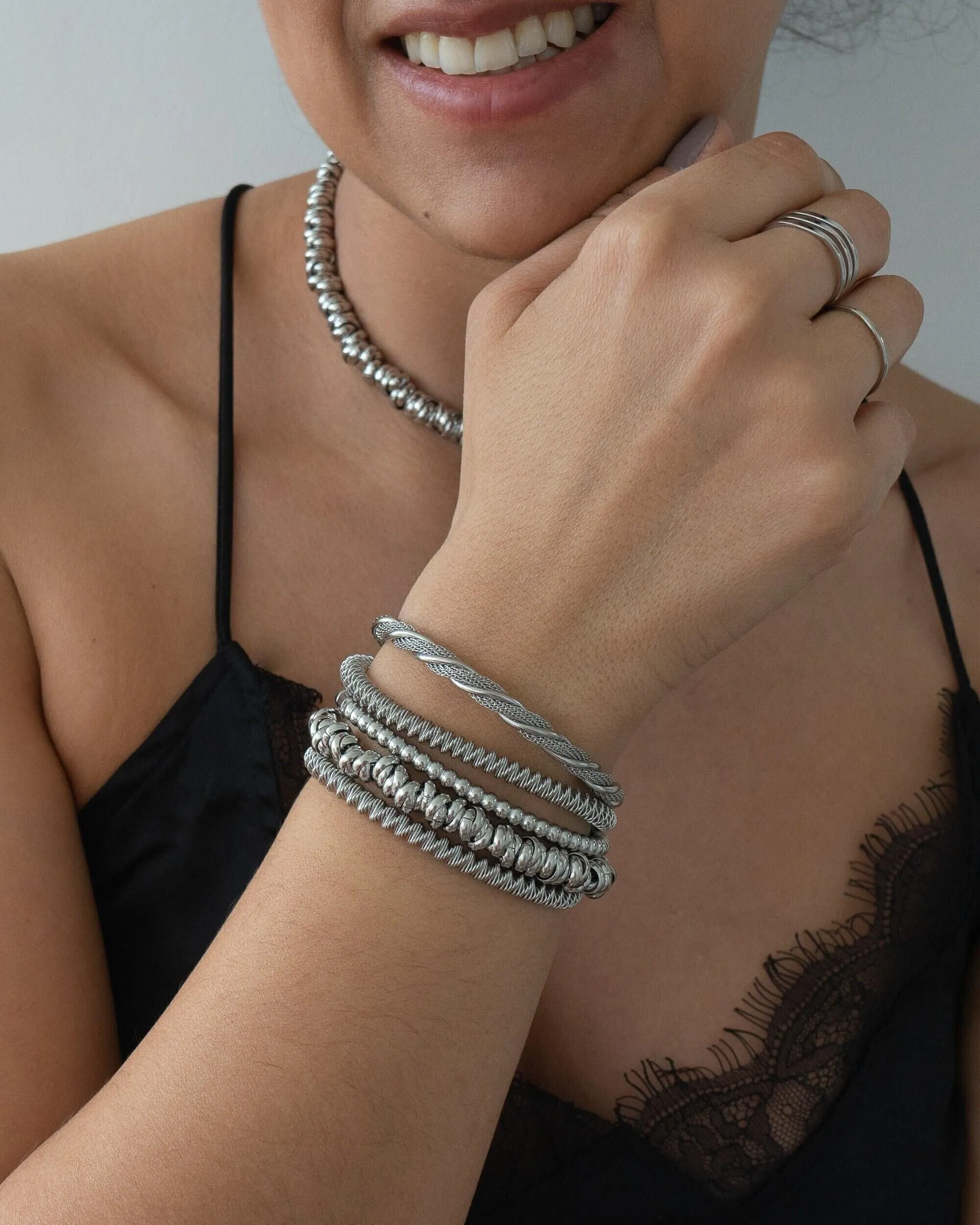 Silver Twisted Wire Open Bracelet