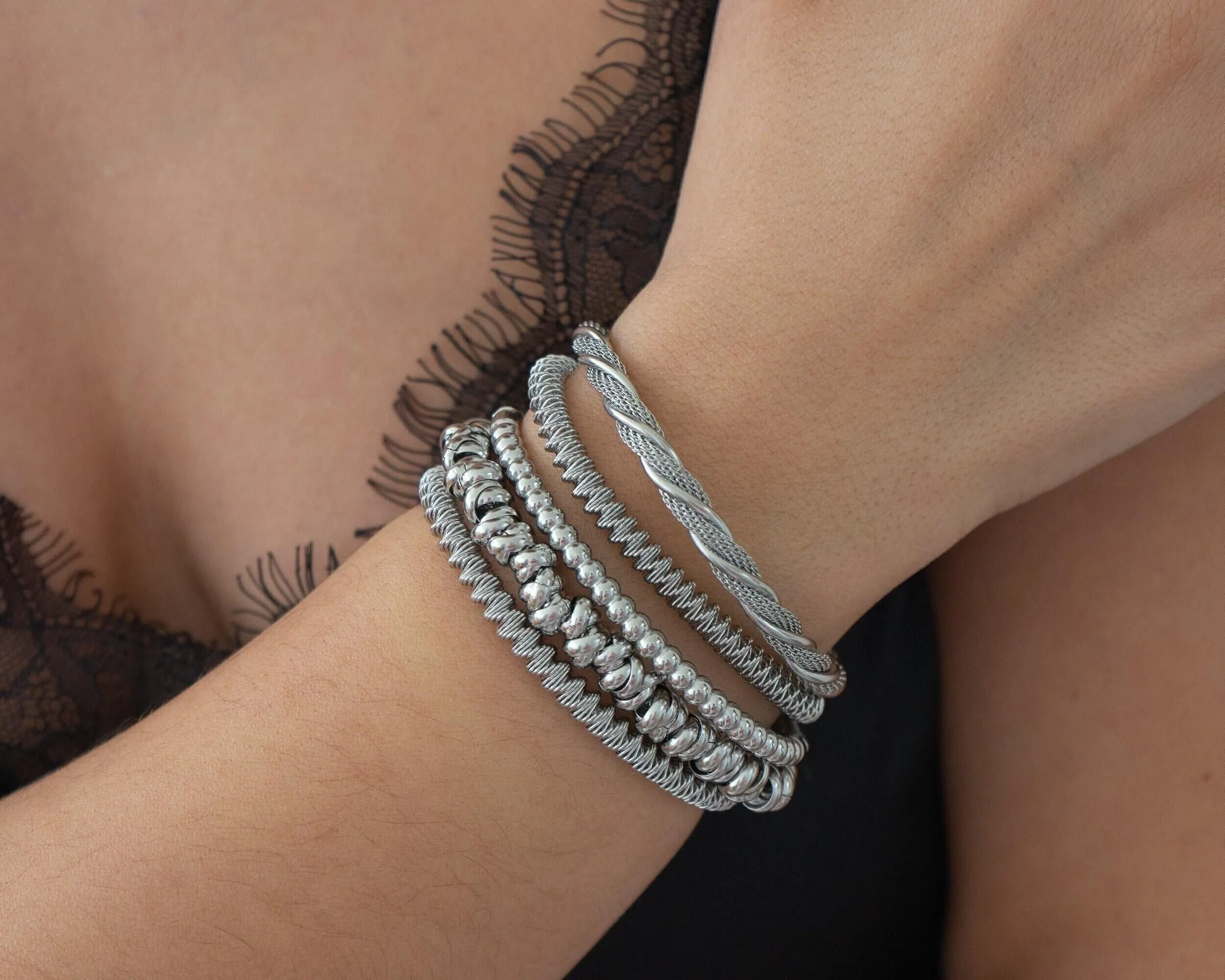 Silver Twisted Wire Open Bracelet