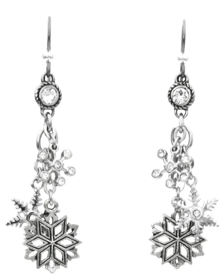 Snowflake Winter Earrings with Crystals