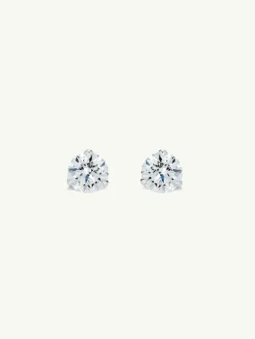 Solitaire White Diamond Stud Earrings in 3-Prong Settings, 0.34 Carat
