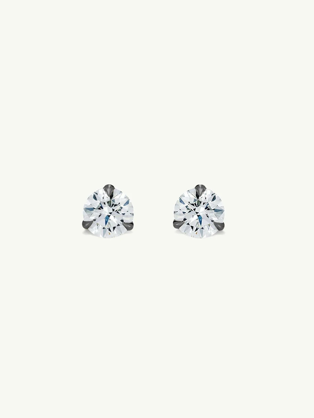 Solitaire White Diamond Stud Earrings in 3-Prong Settings, 0.34 Carat