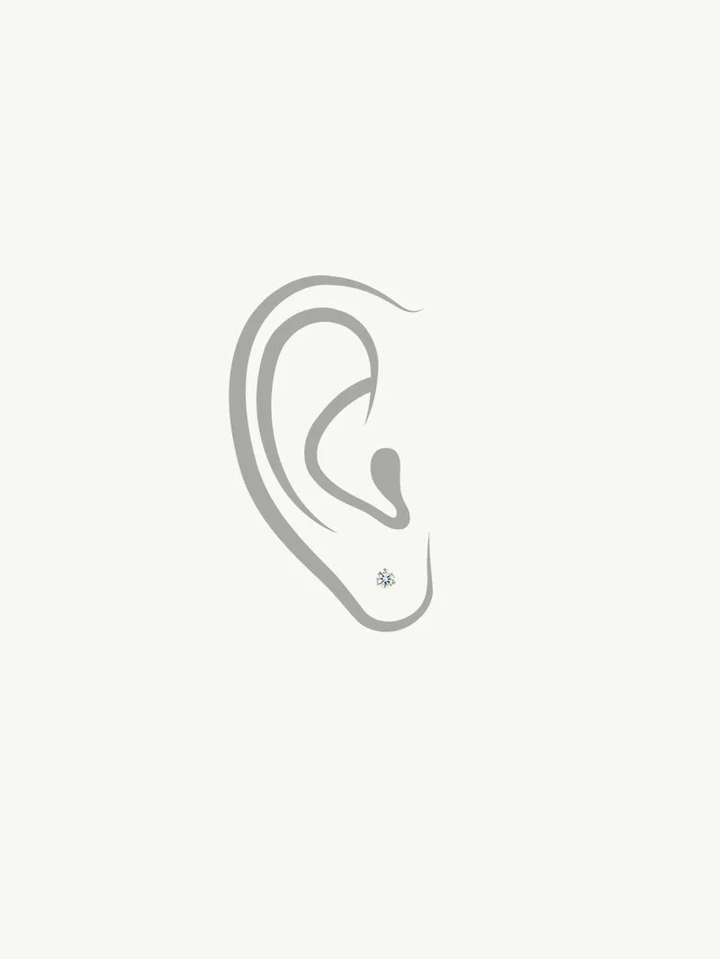 Solitaire White Diamond Stud Earrings in 3-Prong Settings, 0.34 Carat