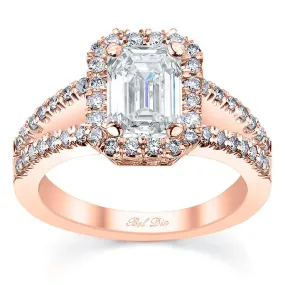 Split Shank Halo Rose Gold Engagement Ring