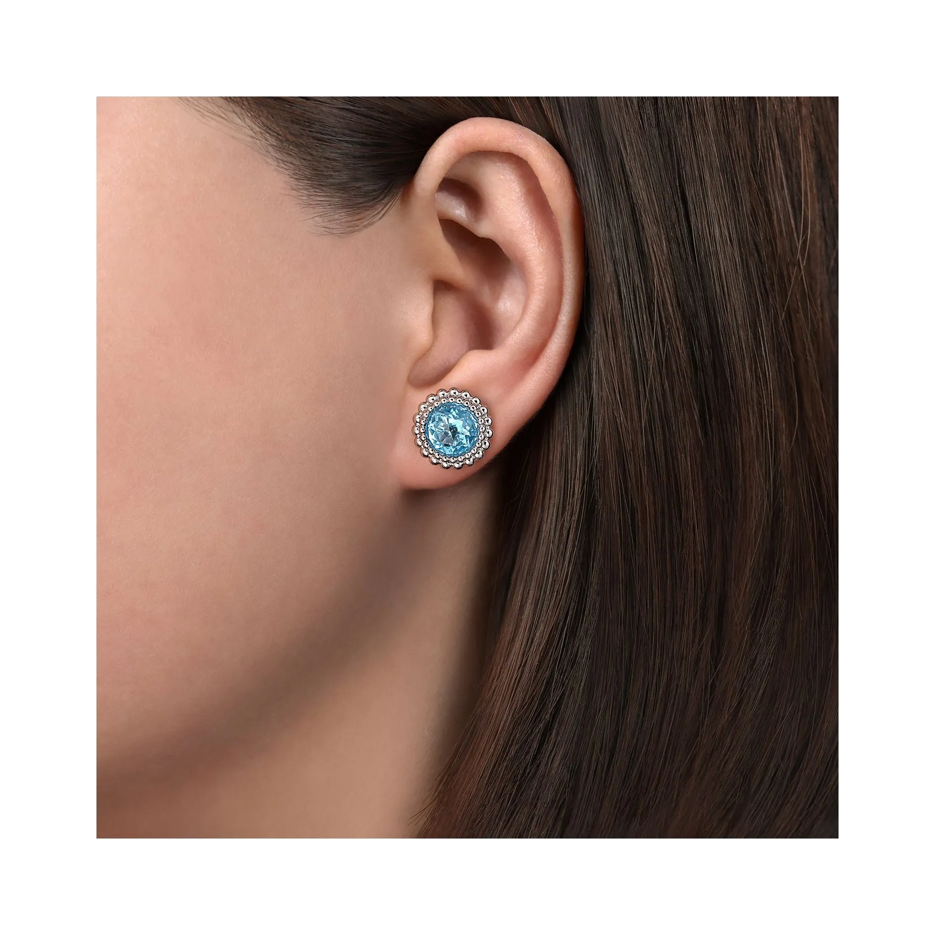 SS Swiss Blue Topaz Earrings