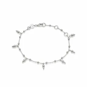 Stacked Beaded Charm Bracelet Sterling Silver