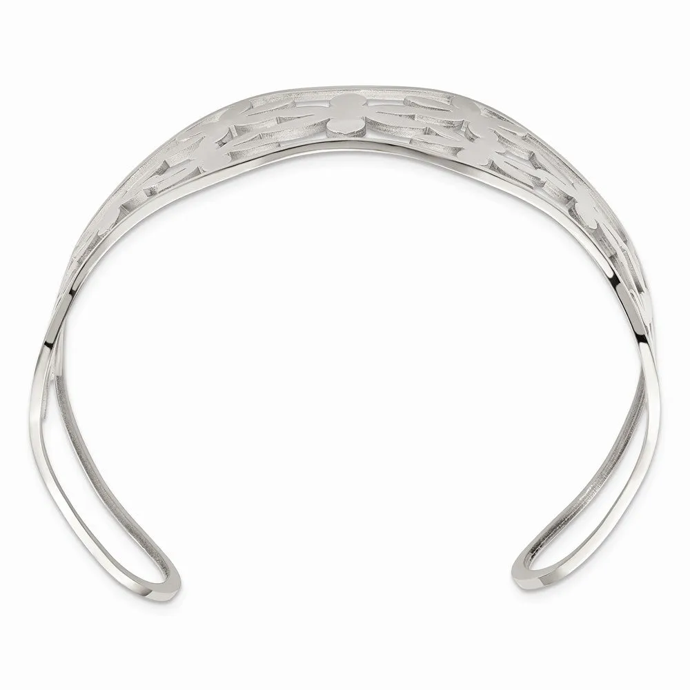 Stainless Steel Flowers Cuff Bangle