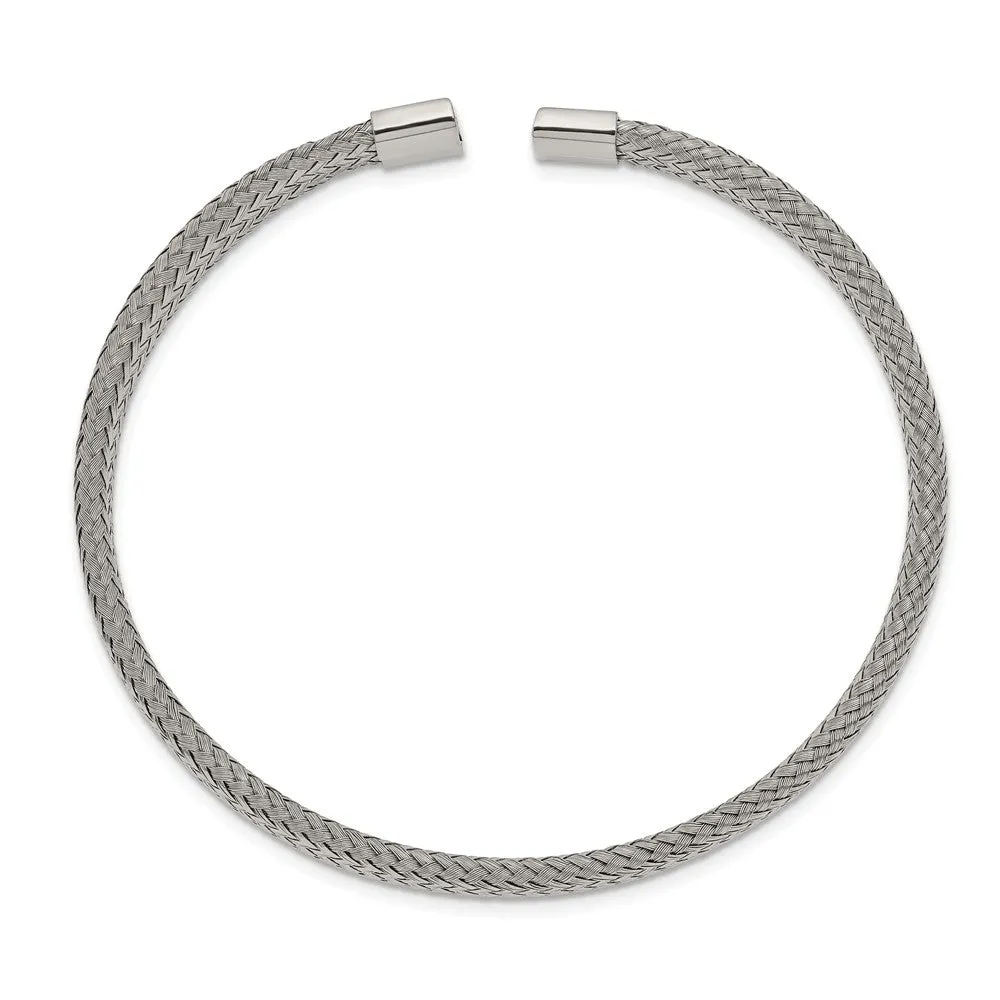 Stainless Steel Polished 6.00mm Mesh Wire Cuff Bangle