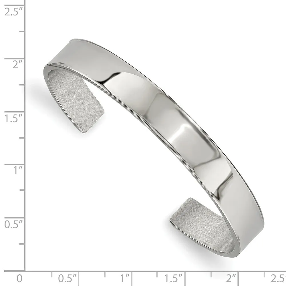 Stainless Steel Polished 8.85mm Cuff Bangle