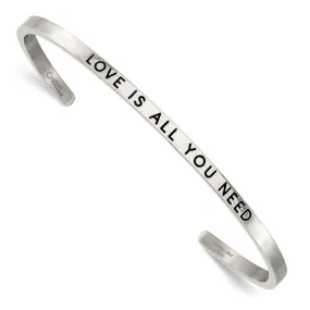 Stainless Steel Polished w/Enamel/Crystal ALL YOU NEED 3mm Cuff Bangle
