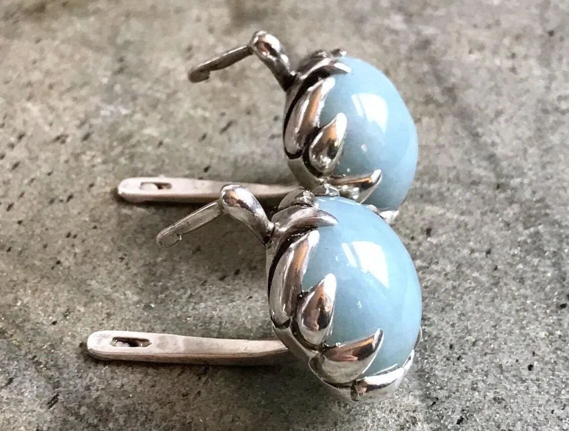 Statement Aquamarine Earrings - Blue Gemstone Earrings - Genuine Aquamarine Earrings
