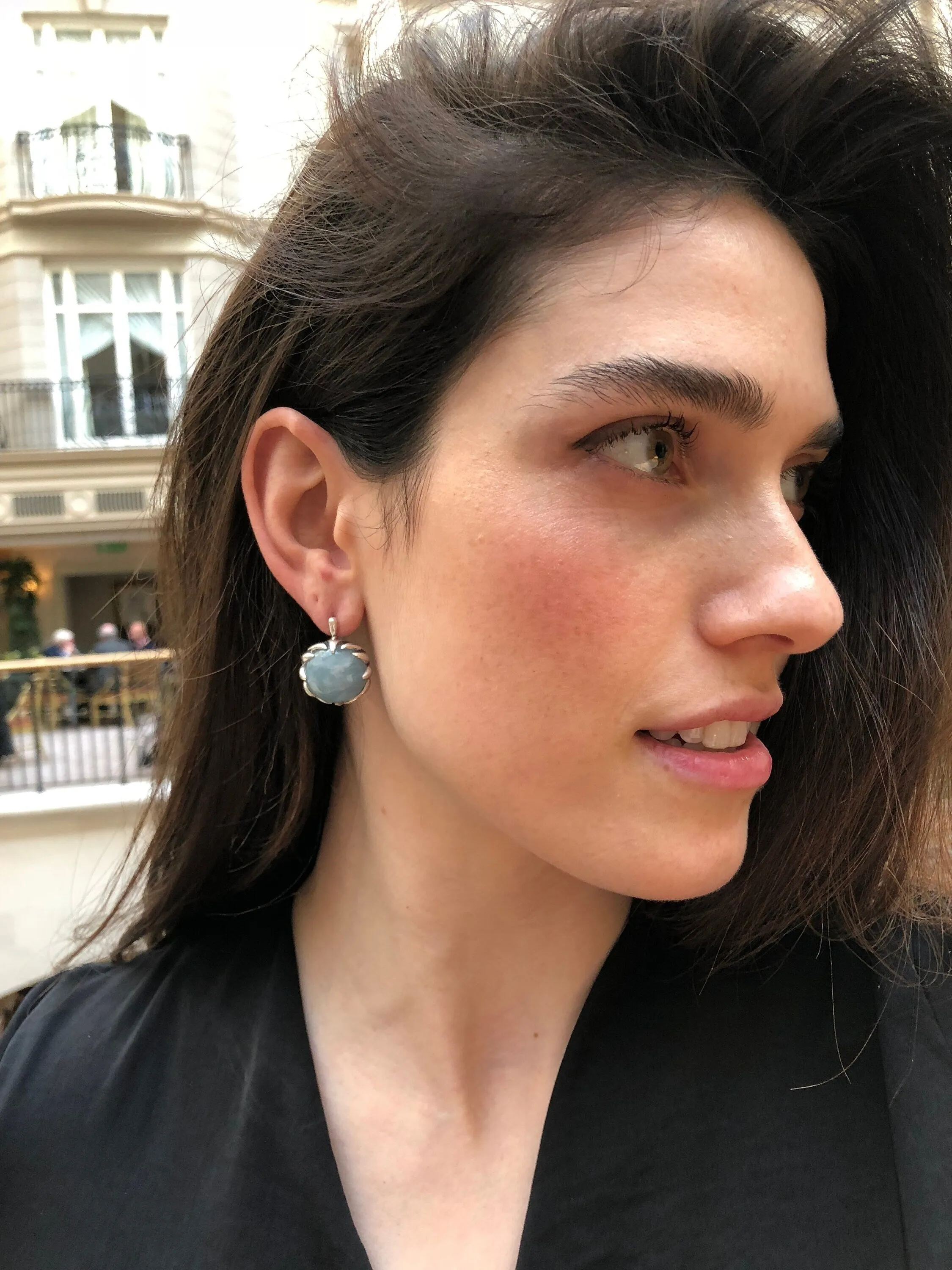 Statement Aquamarine Earrings - Blue Gemstone Earrings - Genuine Aquamarine Earrings