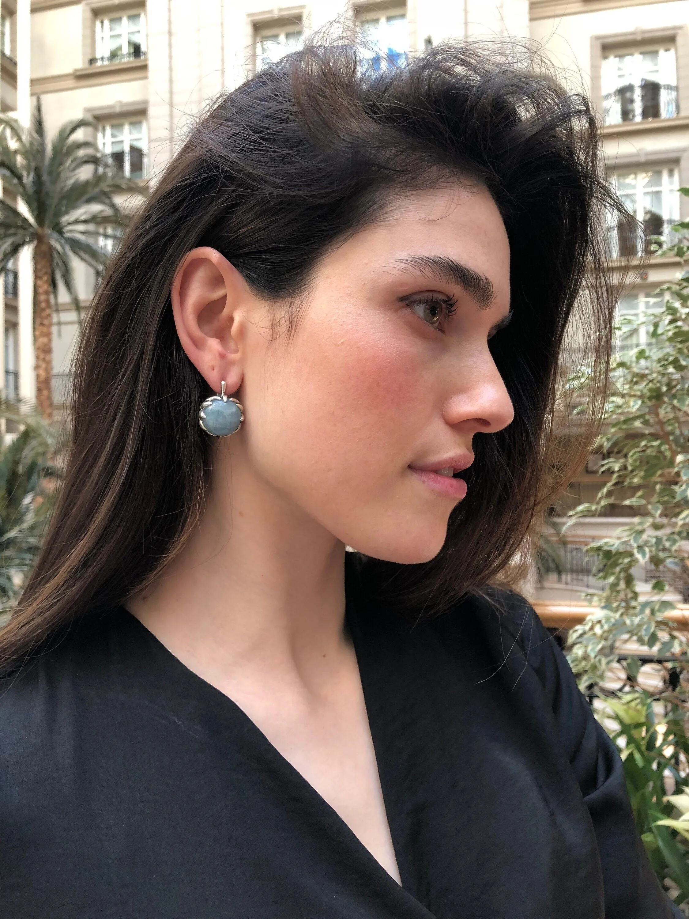Statement Aquamarine Earrings - Blue Gemstone Earrings - Genuine Aquamarine Earrings