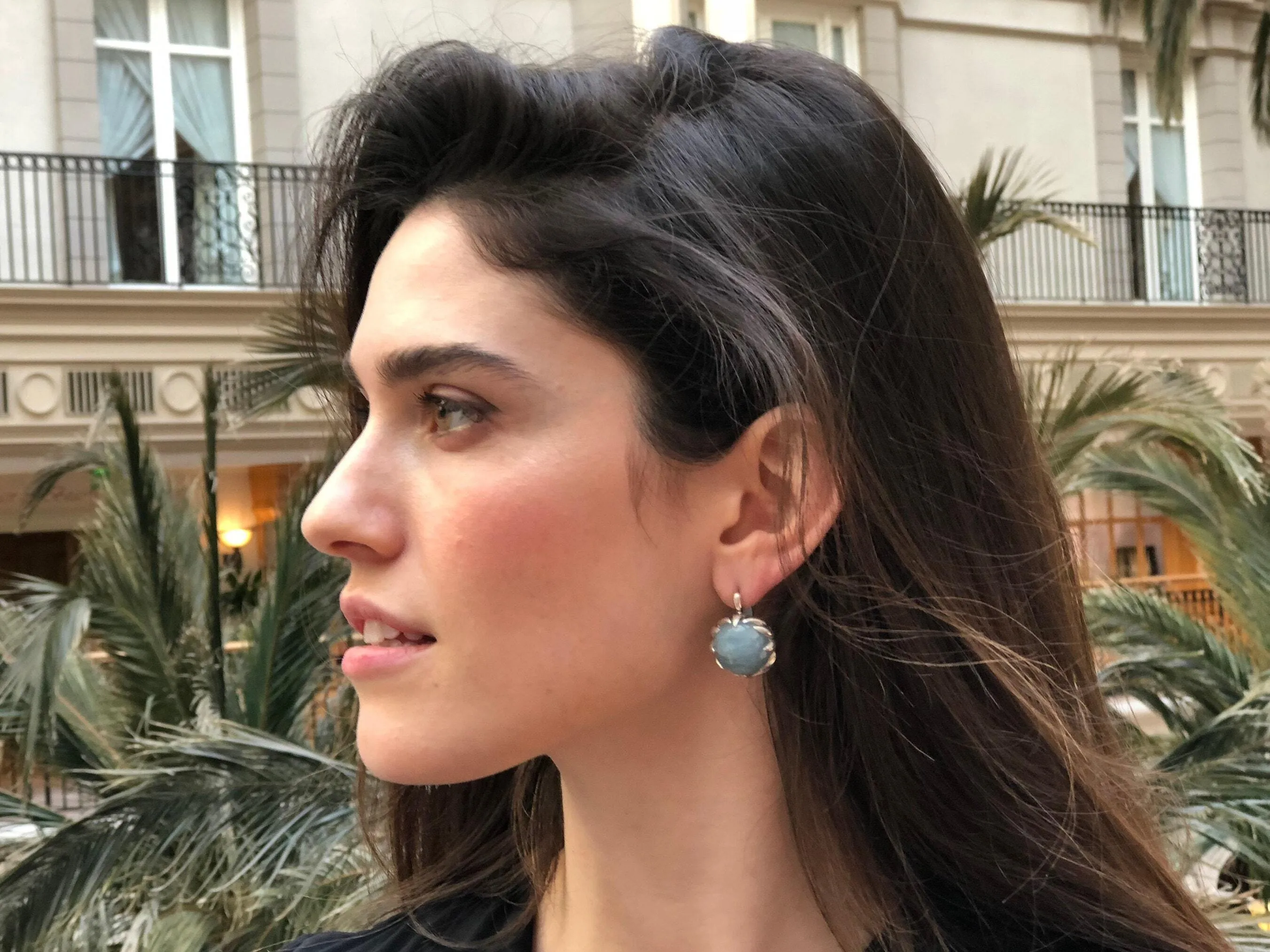 Statement Aquamarine Earrings - Blue Gemstone Earrings - Genuine Aquamarine Earrings