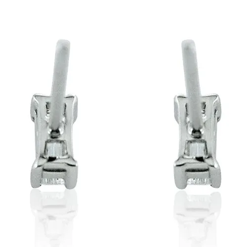 Steffans Baguette Cut Diamond Claw Set Platinum Stud Earrings (0.20cts)