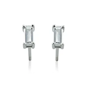 Steffans Baguette Cut Diamond Claw Set Platinum Stud Earrings (0.20cts)