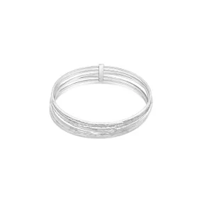 Sterling Silver 5 Diamond Cut Bangles Joined