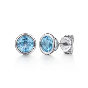 Sterling Silver Blue Topaz Stud Earrings
