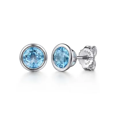 Sterling Silver Blue Topaz Stud Earrings