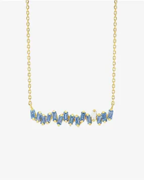SUZANNE KALAN | Bold Bar Necklace | Baguette-Cut Light Blue Sapphires & White Diamond