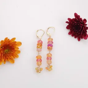 Sweet Tooth - Padparadscha Sapphire Gold Drop Earrings