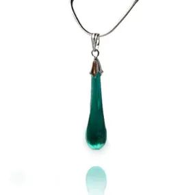 Teal Glass Drop Pendant Necklace