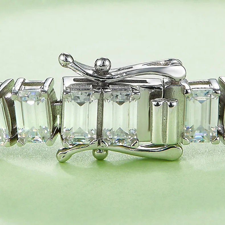 Tennis Chain 0.5 Carat Emerald Cut Moissanite Bracelets