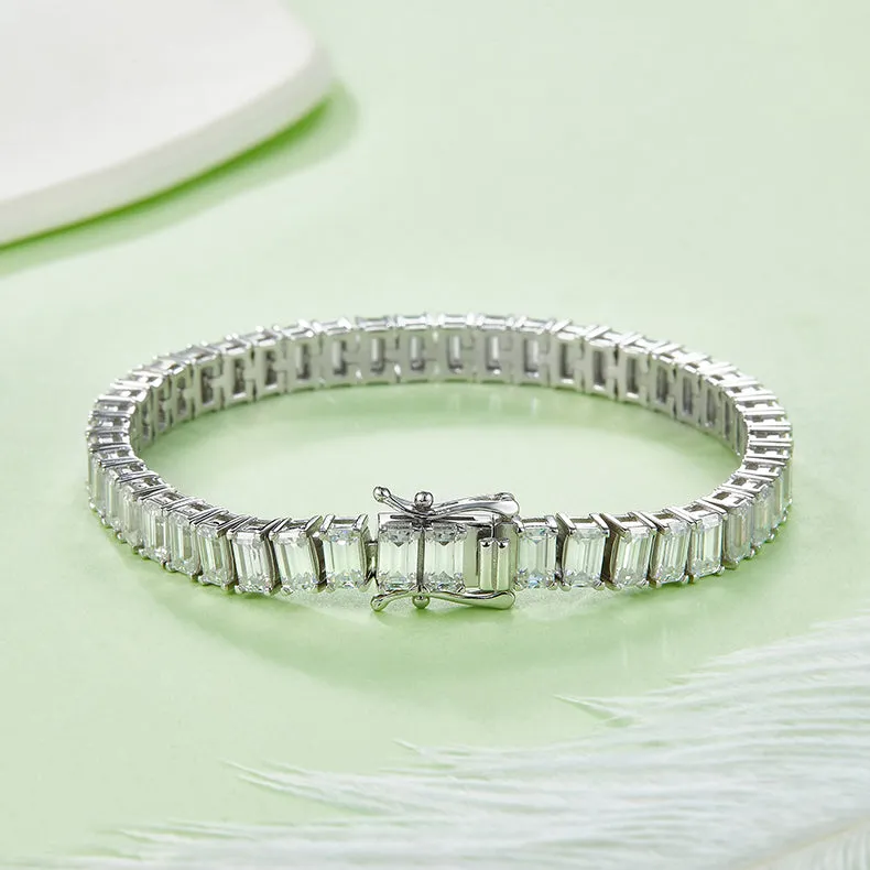 Tennis Chain 0.5 Carat Emerald Cut Moissanite Bracelets
