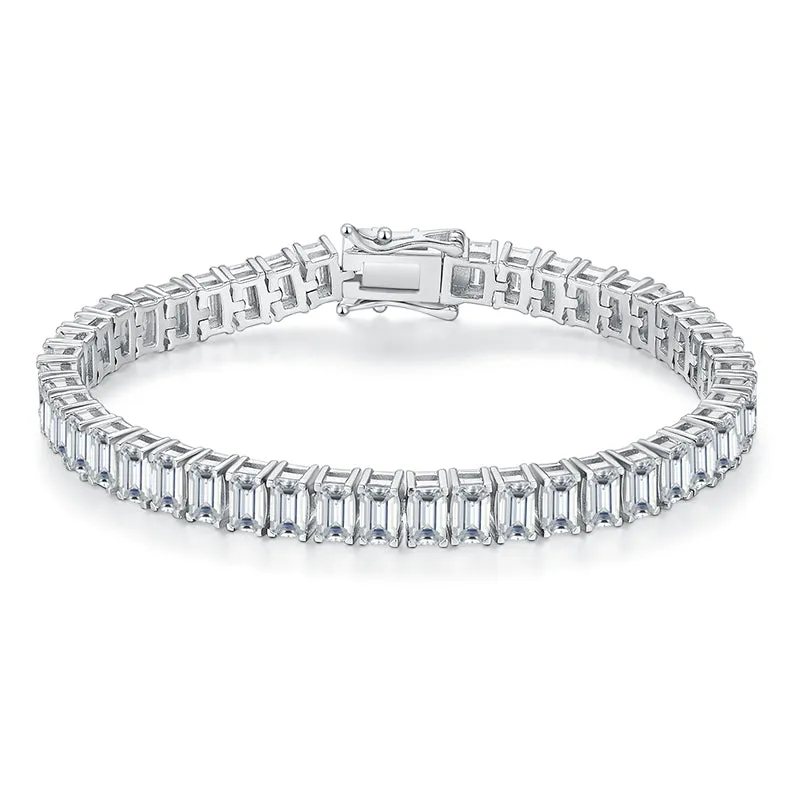 Tennis Chain 0.5 Carat Emerald Cut Moissanite Bracelets