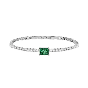 tesori bracelet ss tennis silver 925 cz emerald stone