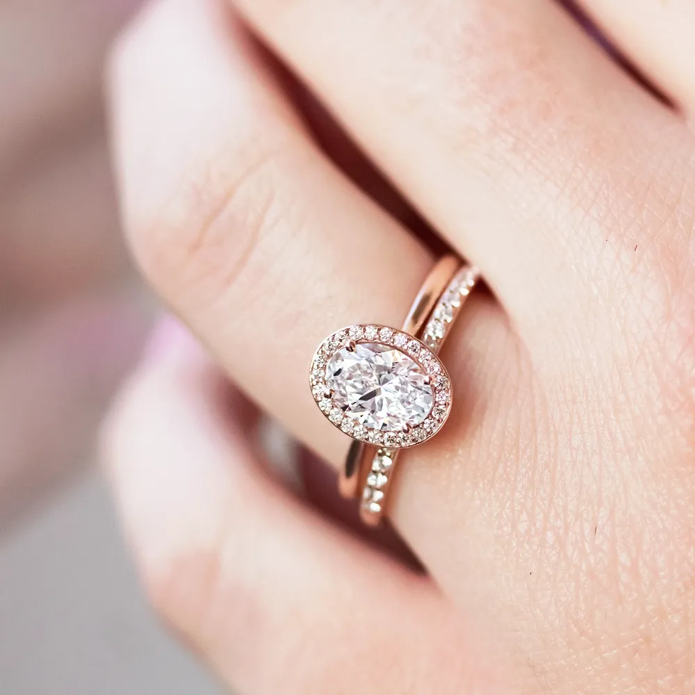 Tess ~ Oval Cut Micro Halo Ring