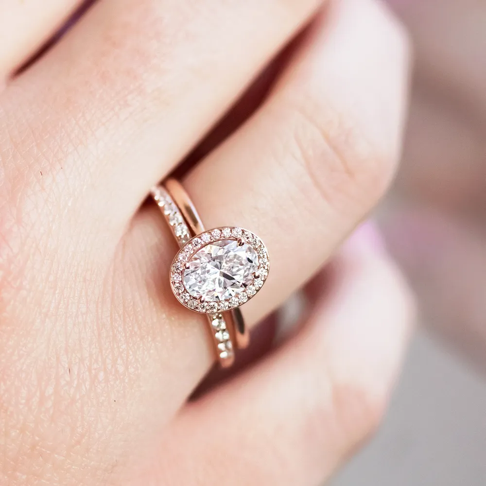 Tess ~ Oval Cut Micro Halo Ring