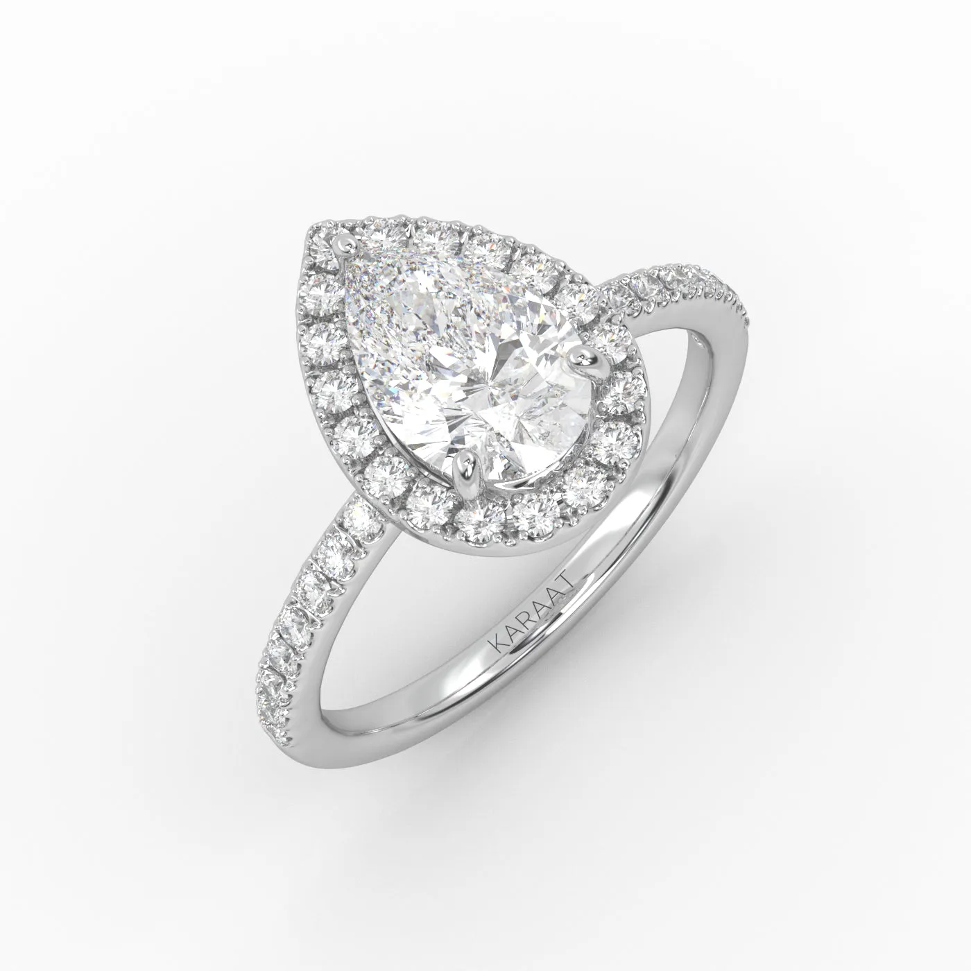 The Pear Solitaire with Pavé band and Halo