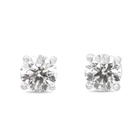 Tiffany Solitaire Brilliant Cut Diamond Stud Earrings  - Platinum