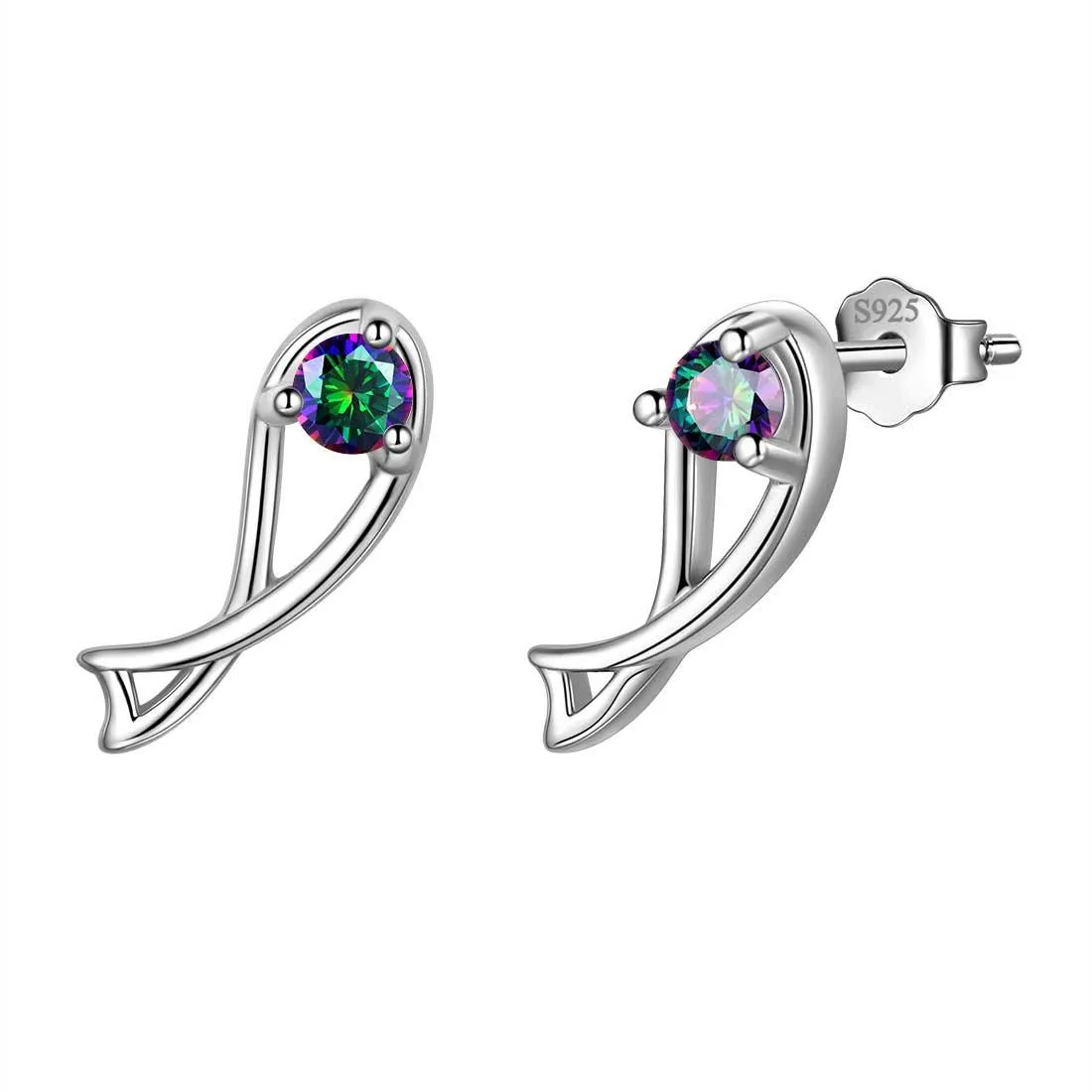Tokyo Mart Pisces Stud Earrings Women Girls Constellation Jewelry Mystic Topaz Sterling Silver
