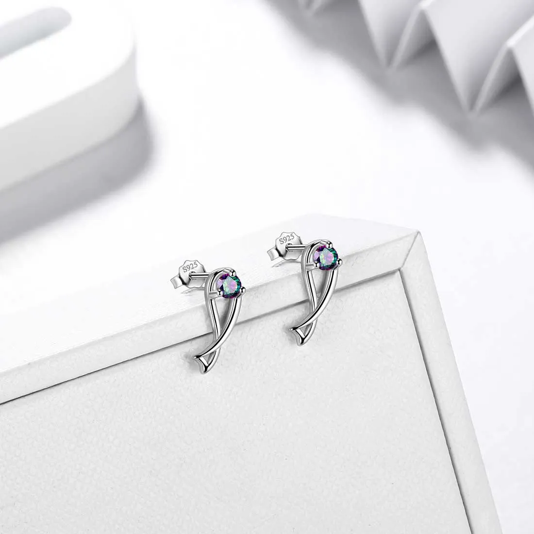 Tokyo Mart Pisces Stud Earrings Women Girls Constellation Jewelry Mystic Topaz Sterling Silver