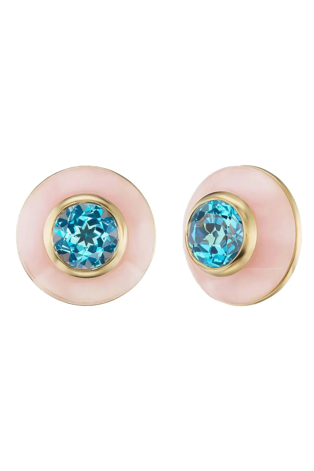 Topaz Opal Button Stud Earrings