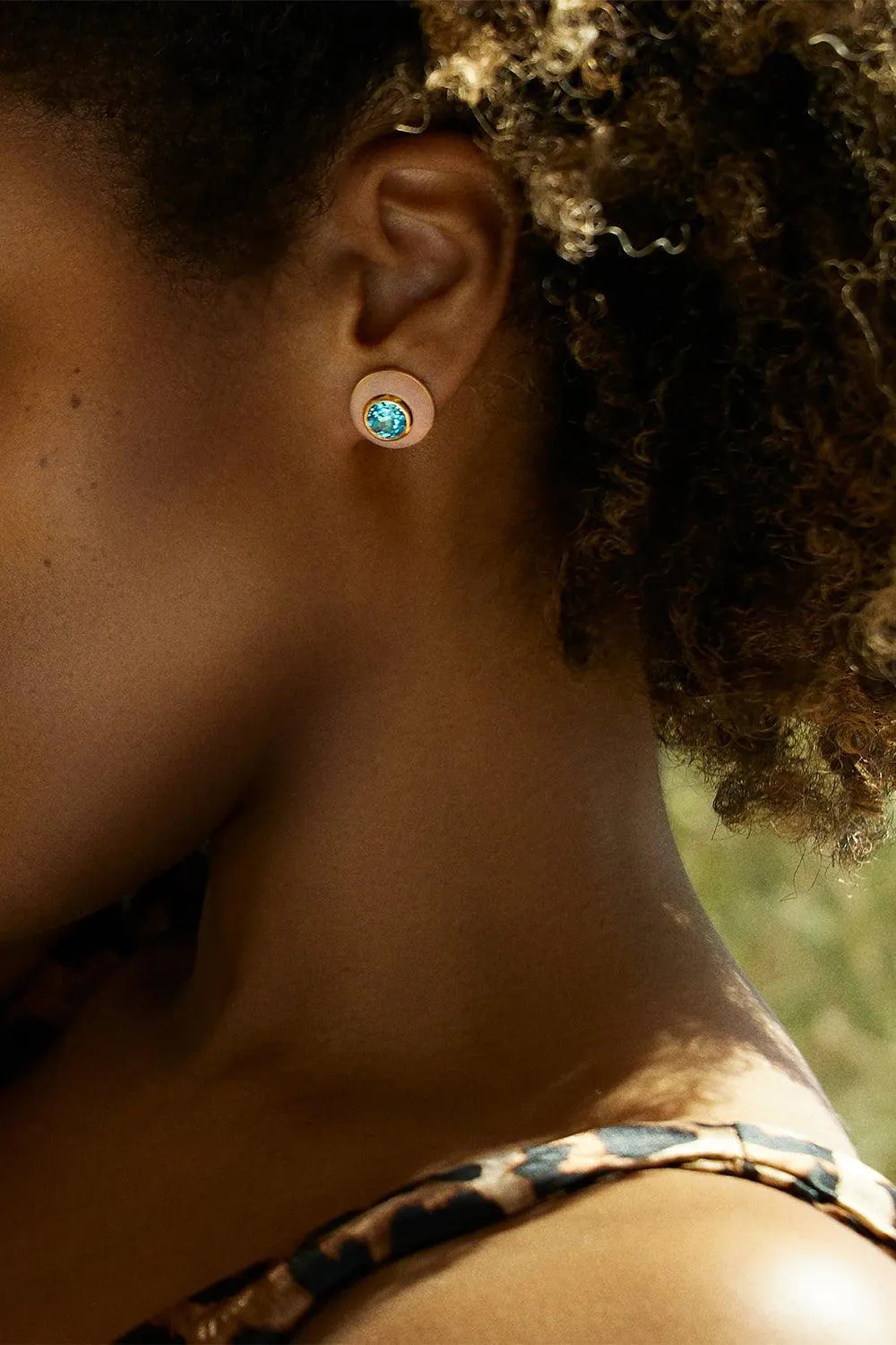 Topaz Opal Button Stud Earrings