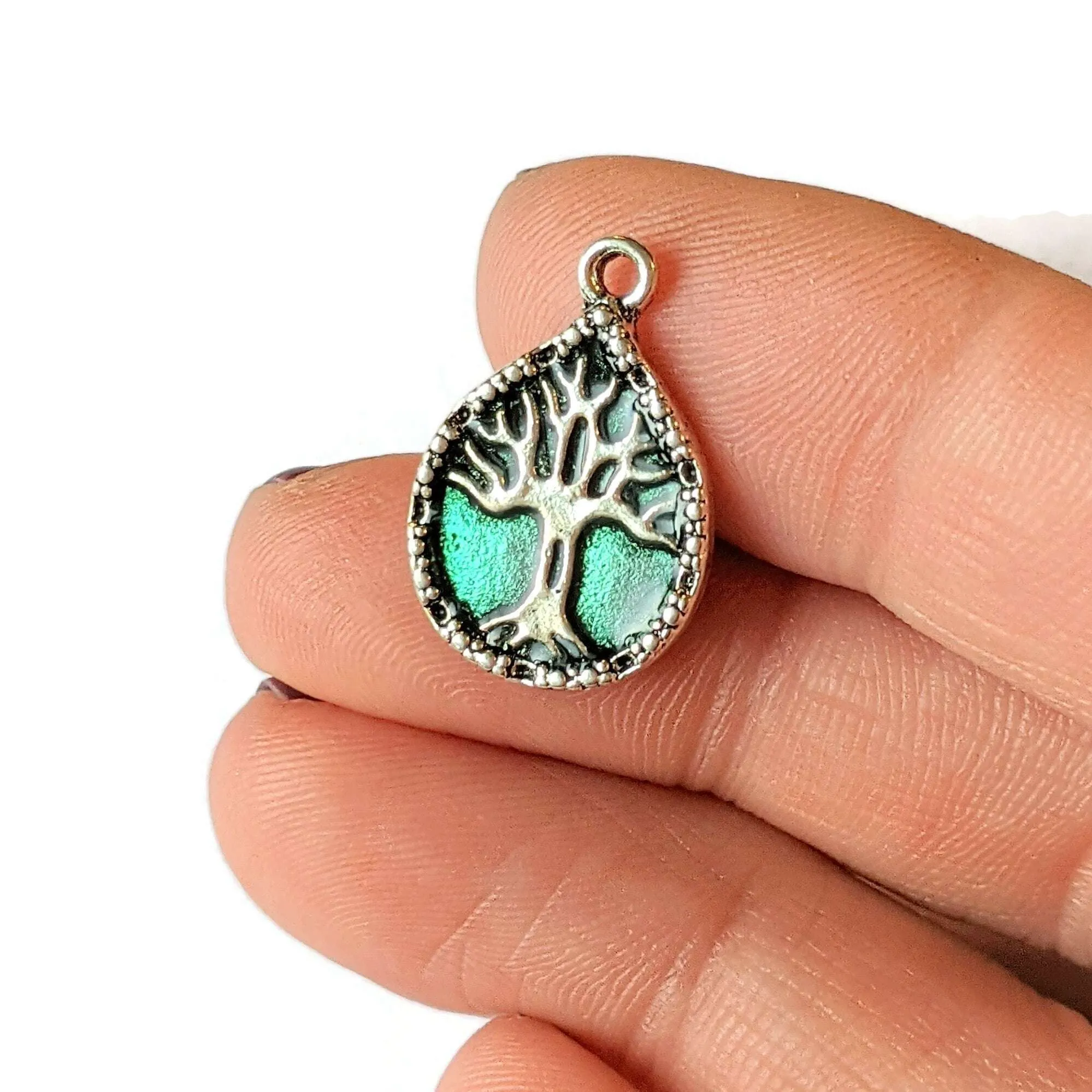 Tree Of Life Enamel Tear Drop Charm