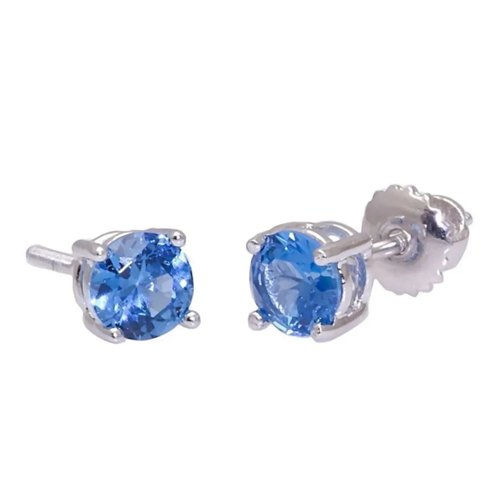 Tyler: 6mm 1.5ct Brilliant Cut London Blue Topaz Screw Back Earrings 925 Silver