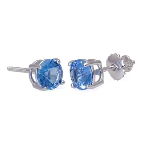Tyler: 6mm 1.5ct Brilliant Cut London Blue Topaz Screw Back Earrings 925 Silver