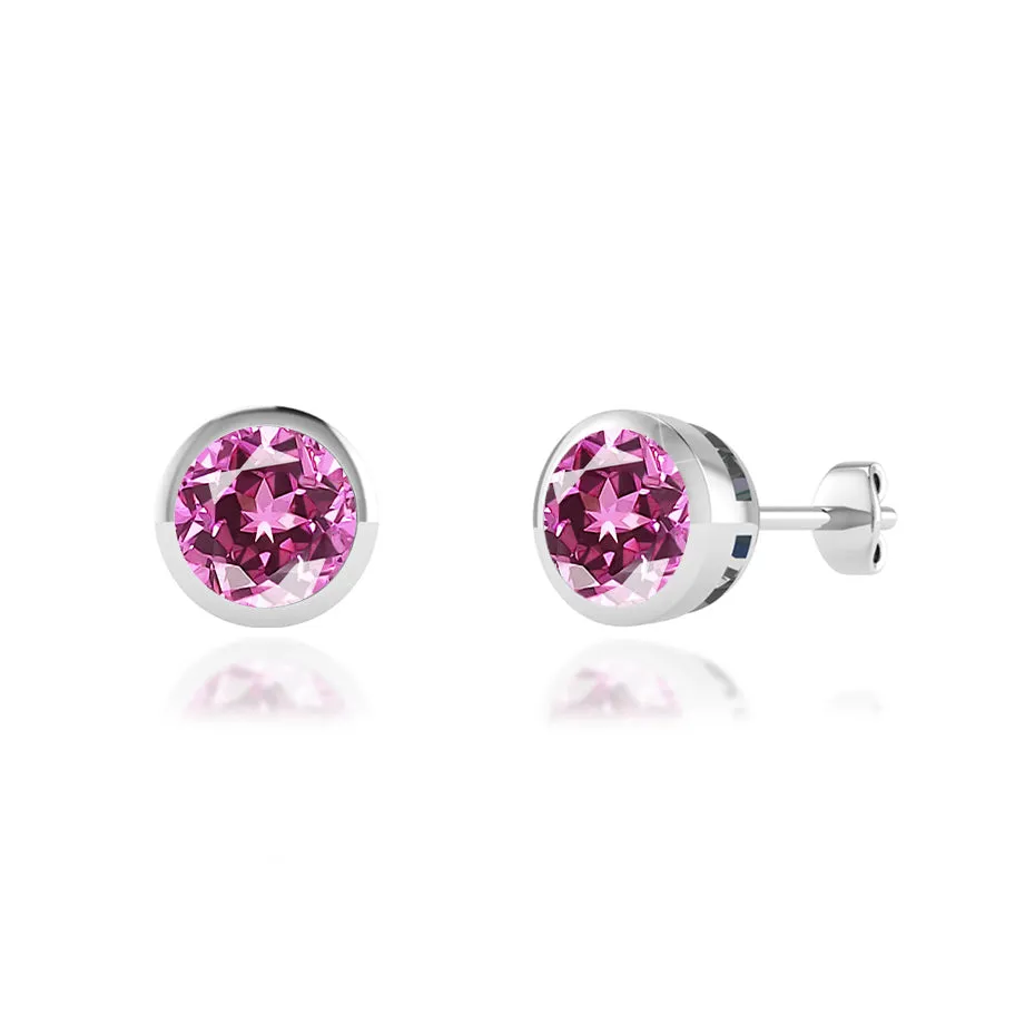 TYME - Bezel Edge Pink Sapphire Earrings Platinum