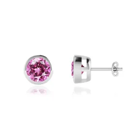 TYME - Bezel Edge Pink Sapphire Earrings Platinum