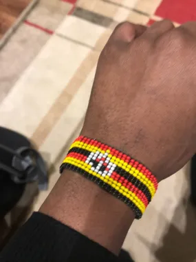 Uganda flag colors beaded elastic handmade bracelet
